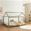 [en.casa] Letto per Cameretta a Forma di Casetta Letto per Bambini Adolescenti Struttura in Legno di Pino Letto Piazza e Mezza in Stile Montessori 120 x 200 cm Grigio