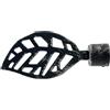 GIRASOLE HOME® Terminale Foglia per Asta da Tenda dal Diametro di 18-20 mm 2 Pezzi in Ferro (Nero e Argento)