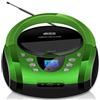 Cyberlux Boombox portatile, lettore CD/CD-R, USB, radio FM, ingresso AUX, jack per cuffie, impianto stereo compatto, colore: verde (Silverstone Green)