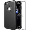 ebestStar - Cover Compatibile con iPhone 7, iPhone 8 Custodia Silicone Design Fibra di Carbonio Metallico Bordi Rinforzati, Nero +Vetro Temperato [iPhone: 138.3/138.4x67.1/67.3x7.1/7.3mm 4.7]