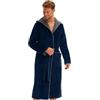 Morgenstern Accappatoio da uomo con cappuccio, 100% cotone, spugna Oeko-Tex in velluto, vestaglia lunga, blu navy, L