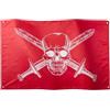 RunesolBandiera Rossa dei Pirati, 91x152cm, 3ft x 5ft, Teschio e Ossa Incrociate, Festa di Compleanno, Halloween, Bandiera Gotica