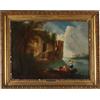Quadro Antico Dipinto con Paesaggio Olio su Tela XIX Secolo