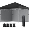 VivaGarden Gazebo Giardino 3x3 mt Pieghevole in Acciaio e Tessuto Oxford ad Altezza Regolabile con 2 Pareti Smontabili e Borsa da Trasporto Inclusa colore Nero