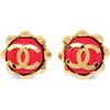 CHANEL Pre-Owned - Orecchini a clip CC anni '80-'90 - Donna - placcatura in oro/acrilico - Taglia unica