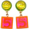 CHANEL Pre-Owned - Orecchini a clip Cube Nº5 1997 - Donna - placcatura in oro/acrilico - Taglia unica - Giallo
