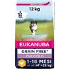Eukanuba Grain Free, Alimento per Cani Cuccioli di Taglia Grande e Gigante, Ricco di Pollo, 12 kg