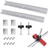 XNZMYN 2 Pezzi 400 mm T-Track Profilo Alluminio, Lega Di Alluminio Mitra Track Jig Fixture Slot, 2 Manici M8, M8/M6 T Track Dado Scorrevole, per La Sega a Banco di la, Falegnameria