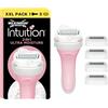Wilkinson Sword - Intuition Ultra Moisture XXL Pack - Rasoio per donna - Confezione XXL con 1 rasoio + 5 lame di ricarica - Contiene sapone al Burro di Karité
