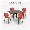 AHD Amazing Home Design Set 4 sedie polipropilene tavolo Tolix 80x80cm quadrato metallo Howe Dark