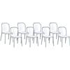 Beliani Set di 8 sedie per esterno bianche e grigie impilabili senza braccioli Spezia