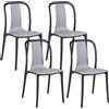 Beliani Set di 4 sedie per esterno grigie e nere impilabili senza braccioli Spezia