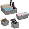 Relaxdays Set 4 Cestini Portaoggetti, Scatole Organizer 3 Misure, Intrecciati, in Plastica, Struttura in Metallo, Grigio, Ferro