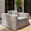 DEGHI Poltrona in rattan bianco con soffici cuscin grigi - Daril