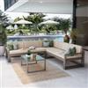 DEGHI Set relax divano angolare in alluminio tortora con cuscini e tavolino - Carioca Lounge