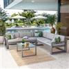 DEGHI Set relax divano angolare in alluminio grigio con cuscini e tavolino - Carioca Lounge