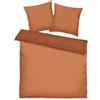 Herding TOM TAILOR Bettwäsche Two-Tone Solid Colors Warm Coral, 2 * 80x80 cm + 200x220 cm, 100% Baumwolle/Satin, mit Doppelnaht am Kissen, Wendemotiv und farbigem Markenreißverschluss