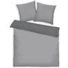 Herding TOM TAILOR Bettwäsche Two-Tone Solid Colors Moody Grey, 2 * 80x80 cm + 200x220 cm, 100% Baumwolle/Satin, mit Doppelnaht am Kissen, Wendemotiv und farbigem Markenreißverschluss