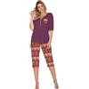 e.Femme® Pigiama Donna Monika 1095 in Cotone e Modal, Maniche a 1/2, Pantaloni Capri, Rosa Antico, 42