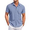 COOFANDY Camicia da Uomo a Manica Corta Estiva Camicia Casual con Bottoni Holiday Beach Hawaii Shirt con Tasca Nero M