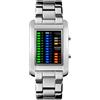 TONSHEN Uomo Binario Orologi da Polso Donna Subacqueo 50M Impermeabile 4 Colore LED Controluce Data Calendario Outdoor Sportivo Acciaio Inossidabile Orologio Unico Elegante Design Rettangolare Dial (Argento)