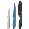 MasterChef Coltelli da Cucina, Set Coltello Chef per Carne & Verdure, Lama Affilato, Acciaio Inox, Prova di Calore, Manici Blu, Lavabile in Lavastoviglie, Professionali, 3 Pezzi Piccolo