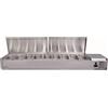 Forcar Espositore porta ingredienti refrigerato con coperchio - mod g-vrx1800-380ss - capacità bacinelle n 8 gn 1/3 (cm 32,5 x 17,6) - potenza w 145 - peso kg 47 - dimensioni cm l 180 x p 39,5 x h 28,5