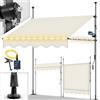 tillvex Tenda da Sole a Bracci con Manovella | Protezione Balcone, Regolabile, Senza Forare, a Manovella | Tenda resistente per Esterno ai raggi UV e regolabile in Altezza (150cm, Sabbia con LED)