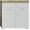 trendteam smart living appendiabiti scarpiera Amanda, 91 x 97 x 38 cm frontale, bianco lucido, corpo e struttura in rovere con molto spazio