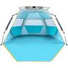 WolfWise Tenda da spiaggia per 3-4 persone Easy Up con Protezione Solare 50+ Tenda Parasole Portatile ad Apertura Istantanea con Veranda Estesa con Berniera, Blu