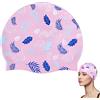 Ksopsdey Cuffia per Nuoto, Adulto Cappello da Nuoto Donna, Cuffia Nuoto Impermeabile, Cuffia Piscina Capelli Lunghi, Cuffia Nuoto Extra Large, Cuffia Piscina Silicone, Non Tira i Capelli（Rose）