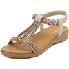 Meik Mangni Donna Sandali Piatti Estive Bohemia Pantofole Infradito da Spiaggia Ciabatte Antiscivolo Punta Aperta C Nero 39 EU