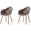 HJhomeheart Set di 2 Sedie da Pranzo in Tessuto patchwork con Braccioli, Poltrona dal Design Moderno, Sedia da Cucina in Legno di Faggio Scandinavo (A5-Marrone Scuro)