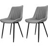 Belfoyer Set di 2 sedie da pranzo con schienale e bracciolo, gambe stabili in metallo e schiuma ad alta compressione (grigio chiaro)