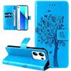 Dcjlbo Cover per Xiaomi Redmi Note 13 4G Custodia Cover in Pelle Portafoglio a Libro con Fiori Disegni Porta Carte Magnetica Cover Flip Case Cuoio Antiurto Custodia per Xiaomi Redmi Note 13 4G-Blu