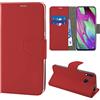 N NEWTOP Newtop Cover Compatibile per Samsung Galaxy A40, HQ Lateral Custodia Libro Flip Magnetica Portafoglio Simil Pelle Stand (Rosso)