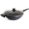 Woll 11034DPSL - Wok Diamond Lite con Coperchio in Vetro, con Confezione, Diametro 34 cm, 11 cm Altezza, con Manico Rimovibile