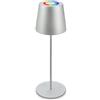 BRILONER - Lampada da tavolo LED senza fili con touch, luce RGB+W colorata, regolabile in altezza, lampada da comodino, lampada da lettura, lampada da tavolo, da esterno, 36x10,5 cm, colore argento