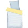 TOM TAILOR Bettwäsche Stripes with a Kick Sky Blue & Light Lemon, 80x80 cm + 155x220 cm, 100% Baumwolle/Perkal, mit Wendemotiv, farbiger Paspel am Kissen und Markenreißverschluss
