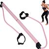 Relaxdays Barra Pilates con 2 Elastici, per Esercizi di Resistenza e Yoga, Bastone con Fascie con Corda per Piede, Rosa
