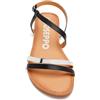 GIOSEPPO Sandali da donna in pelle con strisce bianche e metallizzate BARGEME, Nero, 37 EU