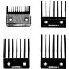 GAMMA+ Set 4 Pettini Universali, 4 Dimensioni da 3 a 12 mm, Colore Nero, Compatibile con Tagliacapelli Clipper Gamma+, Stylecraft e altri brand