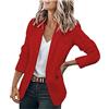 Generic Giacche da donna aperto lavoro blazer cappotto casual manica anteriore lungo ufficio donna cappotto leggero donna giacca, Rosso, XXL