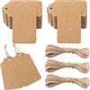 G2PLUS 200 PCS Etichette Regalo,Etichette in Carta Kraft,7x4CM Tag Regalo con Spago in Juta da 20M per Matrimoni,Compleanni e Natale (Marrone)