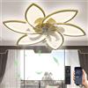 Revneey Ventilatore Da Soffitto Silenzioso A LED Con Illuminazione, Lampada A Sospensione Dimmerabile 66W Con Luce, Per Soggiorno, Camera Da Letto Gold, 6 Köpfe 78x15cm