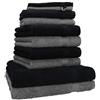Betz Set di 10 Asciugamani Premium 100% Cotone 2 Teli Doccia 4 Asciugamani 2 Asciugamani per Ospiti 2 Guanti da Bagno Colore antracide e Nero