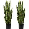 Hollyone 2PCS Piante artificiali sansevieria Finta da 94 cm con Serpente con Vaso, Agave Finta pianta Finta per casa Giardino Ufficio, Gialla
