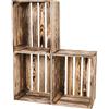 LAUBLUST Set di 3 cassette di legno vintage fiammate | XL - circa 50 x 40 x 30 cm | Cassette per vino e frutta - Cassette per mobili e decorazioni
