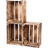 LAUBLUST Set di 3 cassette di legno vintage fiammate | L - circa 40 x 30 x 25 cm | Cassette per vino e frutta - Cassette per mobili e decorazioni