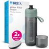 BRITA Borraccia sportiva con filtro dell'acqua modello Active verde scuro (600 ml) con 2 filtri MicroDisc - bottiglia spremibile senza BPA da viaggio, filtro per bere e lavabile in lavastoviglie